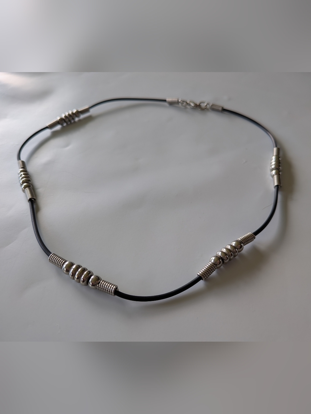 Vintage Silver Beaded Rubber Choker
